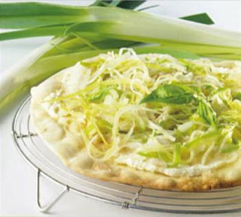Pissaladière de poireaux primeurs et ricotta